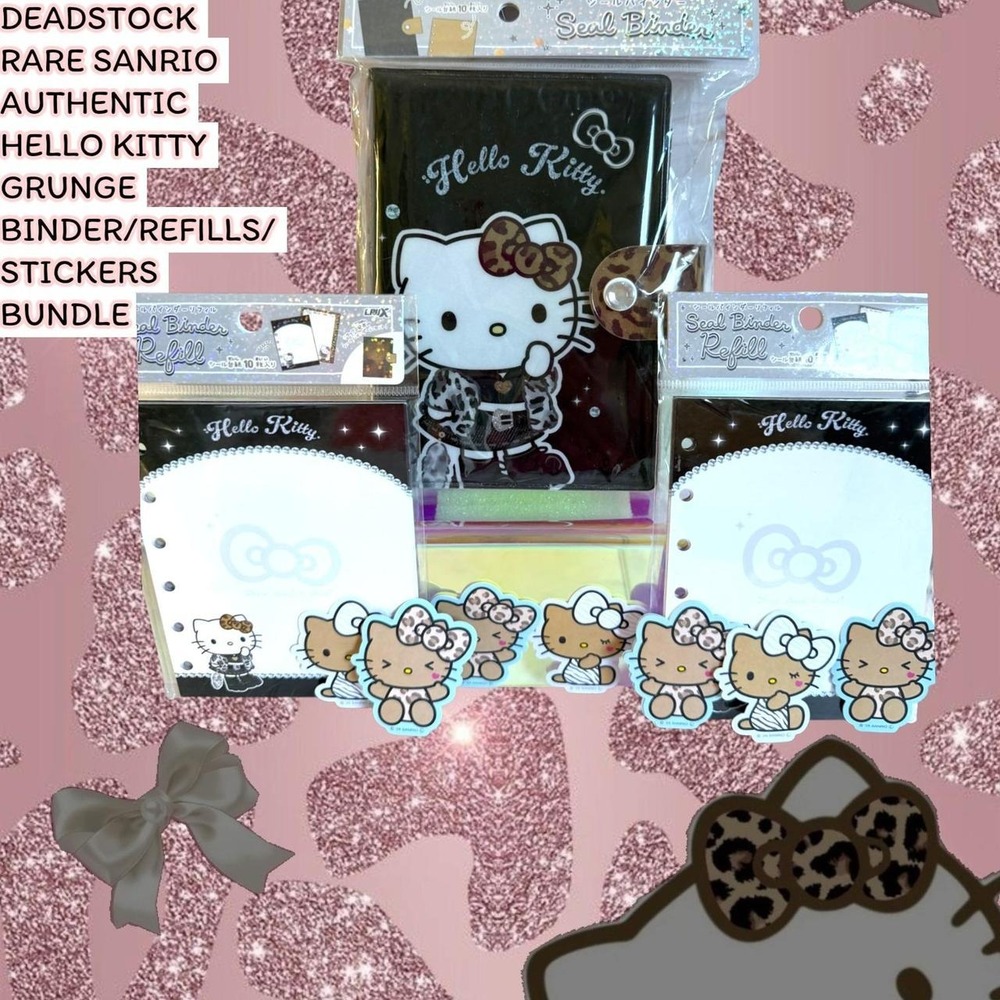 SANRIO HELLO KITTY LEOPARD grunge PRINT BINDER RARE deadstock